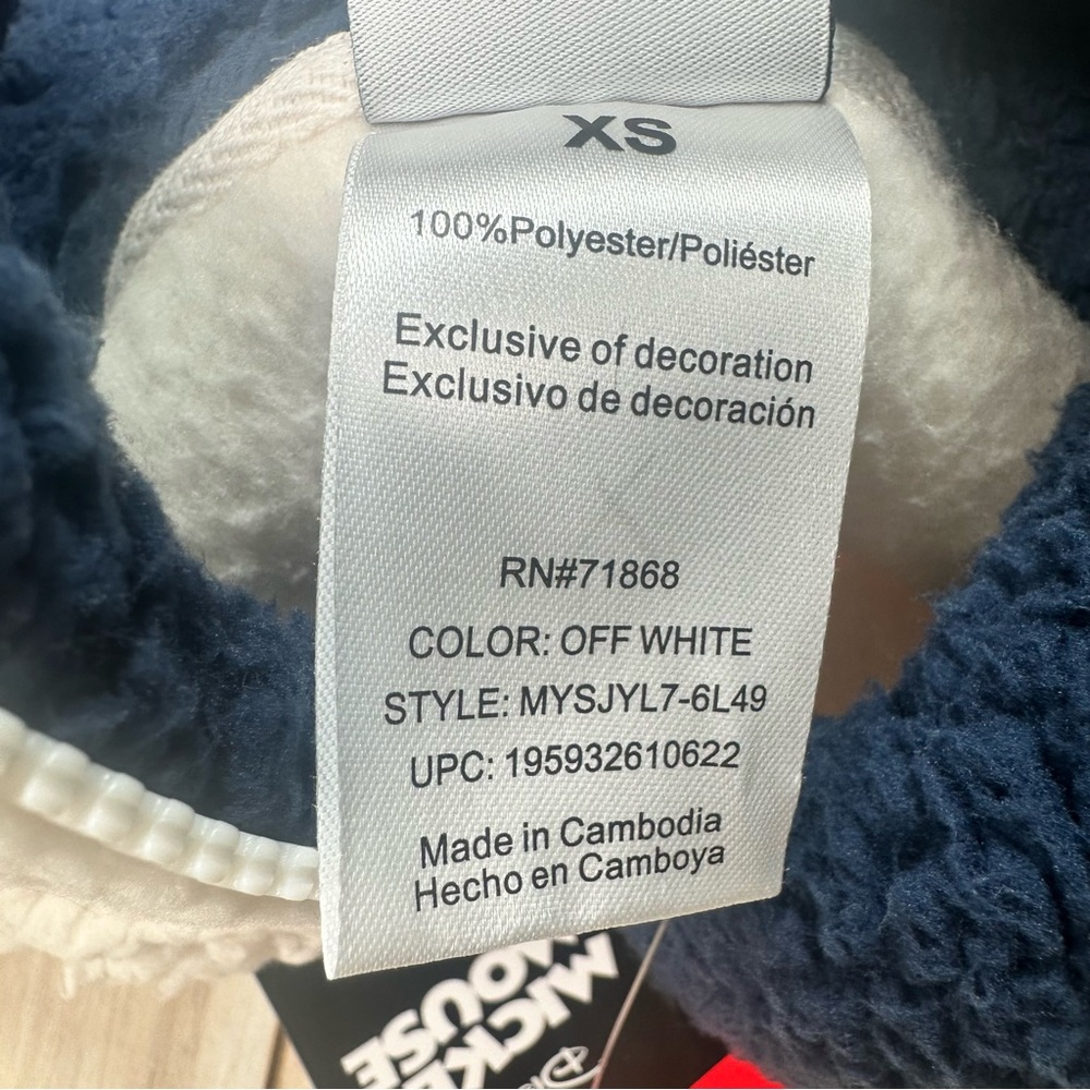 Disney Women's Mickey Mouse Ski Sherpa Quarter-Zip Sweater‎ Pullover Size XS New - Picture 12 of 13